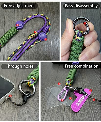 Phone Lanyard Crossbody, Anti Theft Phone Strap Adjustable Neck - color: Flower Purple