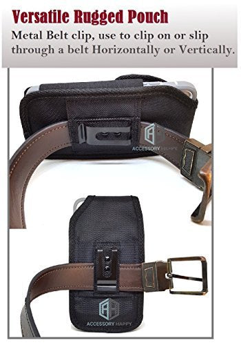 AH Military Grade Nylon Cell Phone Belt Holder for Men Android Pouch Carrying Clip for 17 16 15 14 13 12 11 & Pro Models, Samsung Galaxy S20 S21 S22 S23 S24 S25 fits with Thick Case - size: Medium (6.2 X 3.5 X 0.75 in)