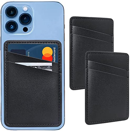 Limvory Leather Phone Wallet, Stick On Credit Card Holder for Phone Case - color: Black