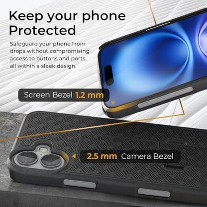 MOTIVE for iPhone 16 Plus Case with Belt Clip, Rigid, Kickstand | 6.7" | Ranger v1 Series, Black, 360° holster, open-top/open-bottom port access, textured grip, slim - size: iPhone 16 Plus