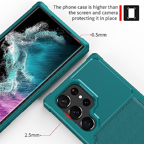 for Samsung Galaxy S23 Ultra Case with Card Holder, Compatible with Magnetic Car Mount, Heavy Duty Shockproof Rugged Soft TPU Back Leather Flip Wallet Cover Galaxy S23 Ultra 5G 6.8", Green - color: Green, size: Samsung Galaxy S23 Ultra