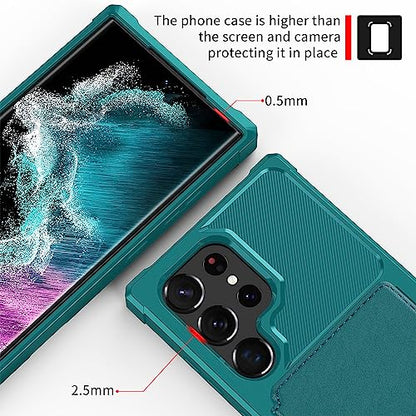 for Samsung Galaxy S23 Ultra Case with Card Holder, Compatible with Magnetic Car Mount, Heavy Duty Shockproof Rugged Soft TPU Back Leather Flip Wallet Cover Galaxy S23 Ultra 5G 6.8", Green - color: Green, size: Samsung Galaxy S23 Ultra