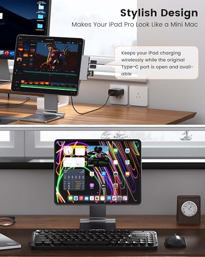 KU XIU Magnetic Wireless Charging Stand, Aluminum Alloy Holder for Desk - size: iPad Pro 12.9"/iPad Air 13" - M2/M3