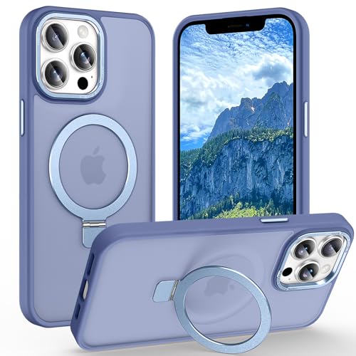 Magnetic for iPhone 12 Pro Max Case with Ring Stand, [10 FT Drop Protection] [Velvety Touch] Slim Translucent Matte Back Shockproof Phone Case for iPhone 12 Pro Max 6.7'', Sierra Blue - color: Sierra Blue, size: Iphone 12 Pro Max 6.7 inches