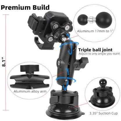 Windshield Phone Mount with Vibration Dampener, Universal Suction Cup Phone Holder for Boat/Car/Truck, 360° Rotation, Camera Friendly, One-Handed 1-Second Lock & Release, Fits 4.7-7" Phones