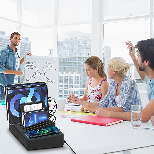 AVLT 150W 10 Port USB-A USB-C with Qi Wireless Charging Station - Black