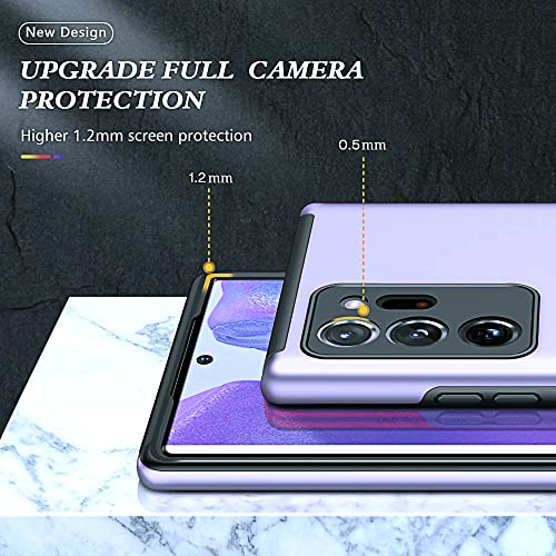 for Note 20 Ultra Case, Samsung Galaxy Note 20 Ultra Case with Self Healing Flexible TPU Screen Protective [2 Pack], Military Grade Invisible Kickstand Case for Samsung Note 20 Ultra 5G-Purple - color: YX- Purple