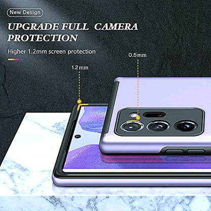 for Note 20 Ultra Case, Samsung Galaxy Note 20 Ultra Case with Self Healing Flexible TPU Screen Protective [2 Pack], Military Grade Invisible Kickstand Case for Samsung Note 20 Ultra 5G-Purple - color: YX- Purple