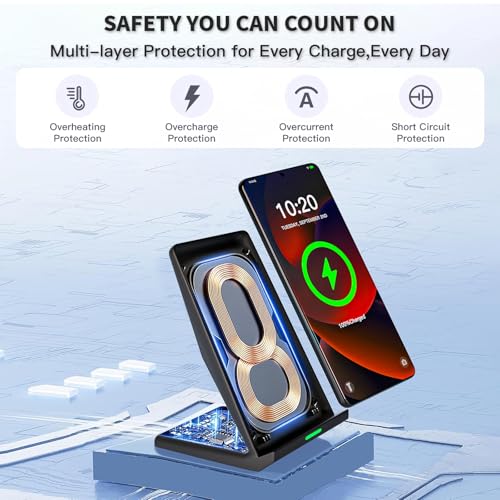 Wireless Charger Station,15W Desk Wireless Charging Stand 20W USB C Adapter for Apple iPhone 17 Pro/17/17/Air/16 Pro/16E/16 Plus/15/14/13,Samsung Galaxy S25/S24/S23/S22/Z Flip Fold/Note 20,Google etc - color: Black