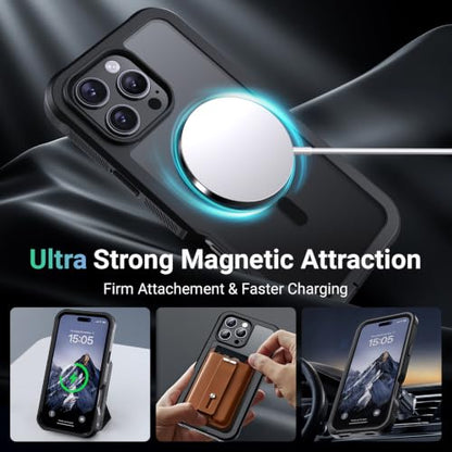 jaroco Magnetic for iPhone 16 Pro Max Case Heavy Duty Protection Black | Compatible with MagSafe,Military Grade Drop Protection,Translucent Matte,Non-Slip,Shockproof 2-Layer Durable Bumper Case - color: Black, size: iPhone 16 Pro Max