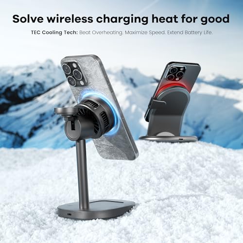 3-in-1 Wireless Charging Station, Qi2.2 25W Fast Charge with Cooling Fan (On/Off), for iPhone 17–12/Apple Watch/AirPods, Includes 45W Adapter – Great for Desk & Live Streaming