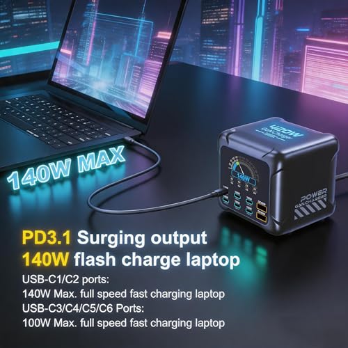 420W USB C Charging Station with TFT Display