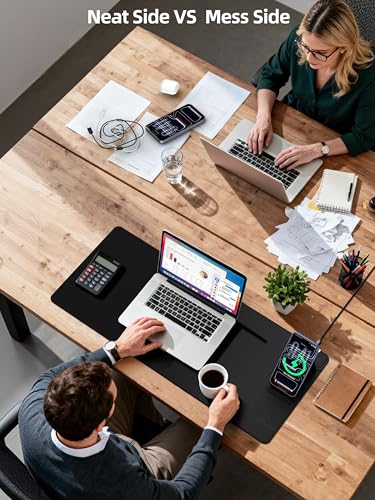 Mouse Pad with Magnetic Wireless Charging & Adjustable Phone Stand - color: Black-Magnetic Stand-27.5"x11.8"-Right