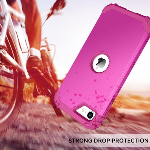 BENTOBEN for iPhone SE 2022 Case and iPhone SE 2020 Case, Heavy Duty 3 in 1 Full Body Rugged Shockproof Hybrid Hard PC Soft Rubber Case for iPhone SE 3rd/2nd Gen, New Hot Pink - color: New Hot Pink