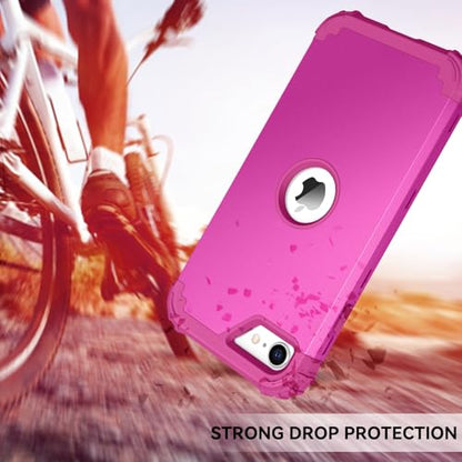 BENTOBEN for iPhone SE 2022 Case and iPhone SE 2020 Case, Heavy Duty 3 in 1 Full Body Rugged Shockproof Hybrid Hard PC Soft Rubber Case for iPhone SE 3rd/2nd Gen, New Hot Pink - color: New Hot Pink