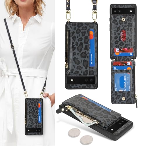 Cavor Compatible with Google Pixel 6a Case Wallet, Leopard Black - color: Leopard Black, size: Google Pixel 6a