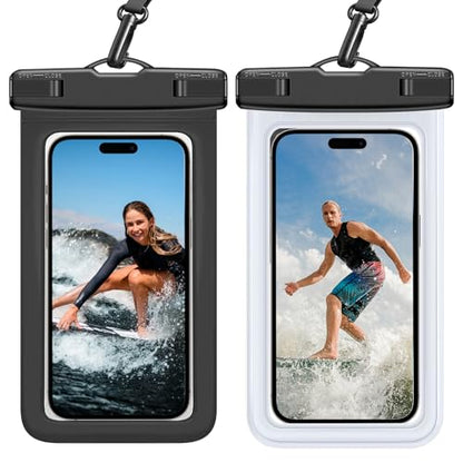 Waterproof Phone Pouch -2 Pack, IPX8 Universal Waterproof Case Dry Bag Phone Protector for iPhone 17/16/15/14 Pro Max Plus XS XR X8 Galaxy S25 S24 Pixel Up to 8.4" - color: Black & Clear