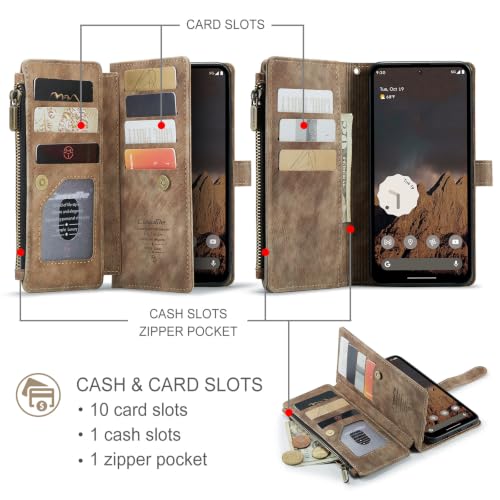 Google Pixel 11 Pro XL 5G Wallet Case with Card Holder,Brown - color: Brown, size: Pixel 11 Pro XL 6.8 Inch
