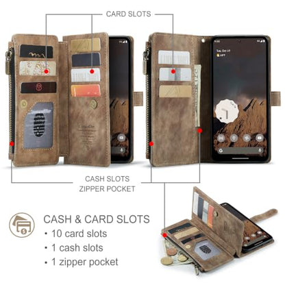 Google Pixel 11 Pro XL 5G Wallet Case with Card Holder,Brown - color: Brown, size: Pixel 11 Pro XL 6.8 Inch