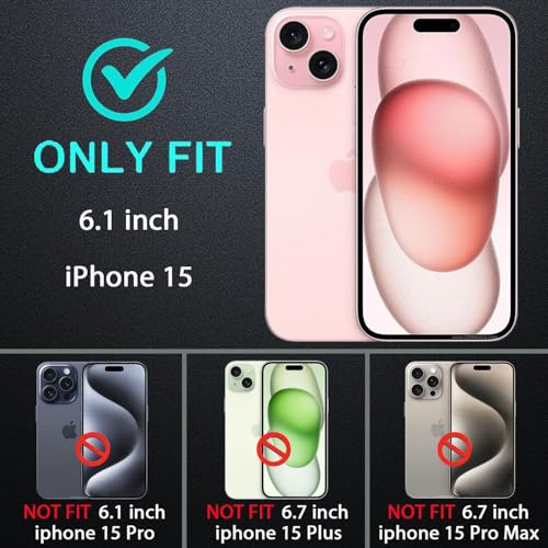 YKHJKLEC for iPhone 15 Case, Compatible with Magsafe, Military Grade 3 in 1 Heavy Duty Shockproof/Drop Proof/Dust Proof Case with 2Pcs Tempered Glass Screen Protector (New-Black/Black) - color: New-Black/Black
