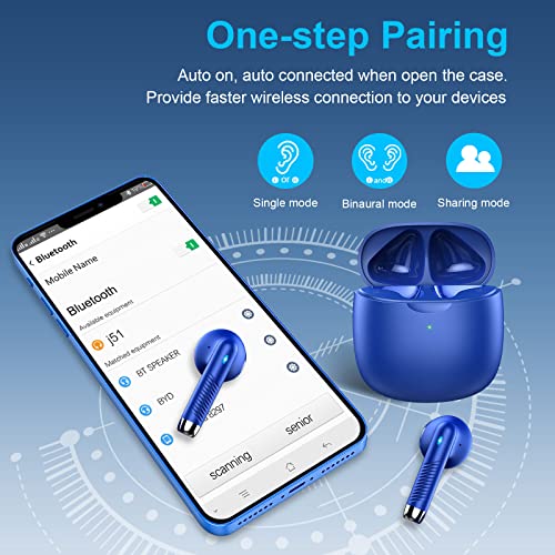Wireless Earbuds, Bluetooth 5.4 Earbuds Stereo Bass, Bluetooth Headphones - color: dark blue