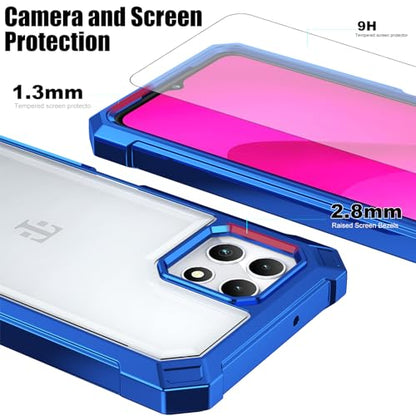 Ailiber for T-Mobile REVVL 7 5G Cell Phone Case, with Screen Protector, Dual Layer Shockproof Bumper, Clear Transparent Anti Yellowing, Slim [Scratch-Resistant] Cover for REVVL 7-Blue - color: Crystal Clear & Blue