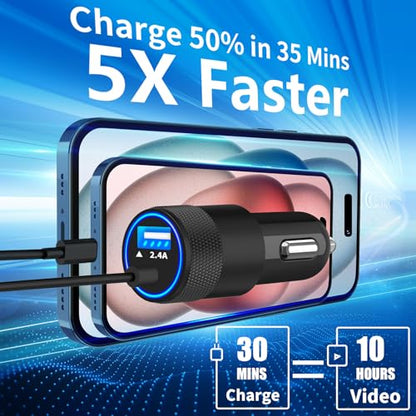 Apple MFi Certified iPhone 17 Car Charger Fast Charging, USB-C Car Charger - size: 5.5FT