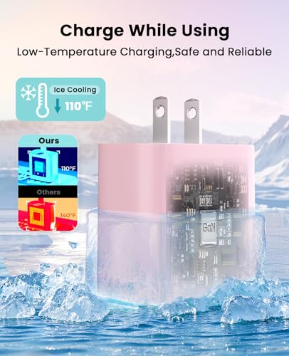 iPhone Charger Fast Charging, USB C Charger Block, 6FT/10FT Lightning Cable - color: pink