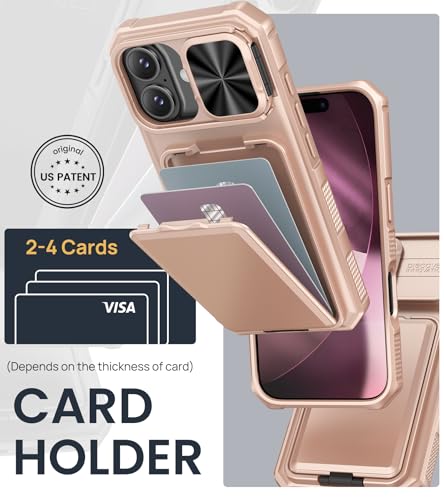 SSLOTSCASE for iPhone 17 Case with Kickstand & Card Holder, Rose Gold - color: Gold, size: Iphone 17