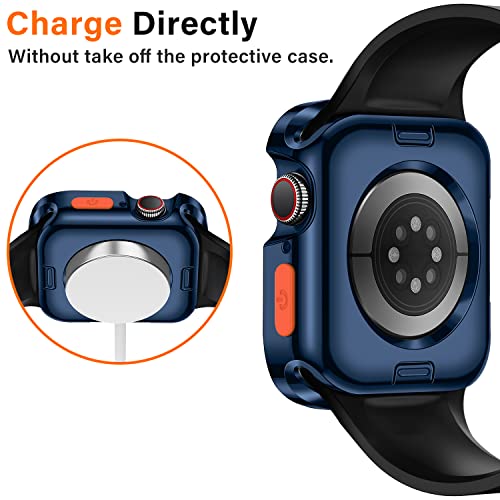 Amizee Rugged Case Compatible with Apple Watch Case Series 9/8/7 41mm SE 3/2/1 Series 6/5/4 40mm, Soft TPU Shockproof Bumper Drop Proof Protective Cover Compatible with iWatch - Plating Blue - color: Plating Blue, size: 40mm/41mm