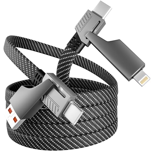4 in 1 Multi Charging Cable Fast Charging 65W, USB C Cable with E-Mark Chip - color: Black&Gray, size: 1Pack 4 ft