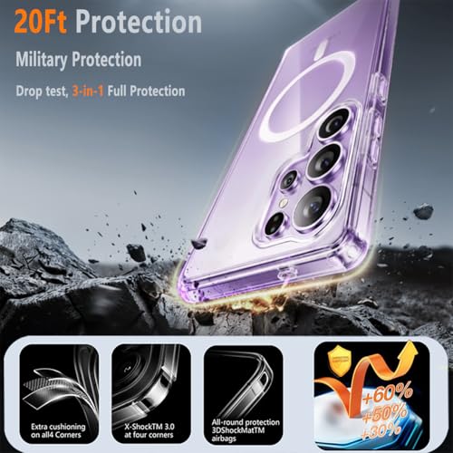 Magnetic Case for Samsung Galaxy S26 Ultra with 2X Screen Protector,Clear Phone Cases [Compatible with MagSafe][Anti-Yellowing],Slim Shockproof Protective Cover for Galaxy S 26 Ultra 5G,Clear - color: Clear-S26 Ultra