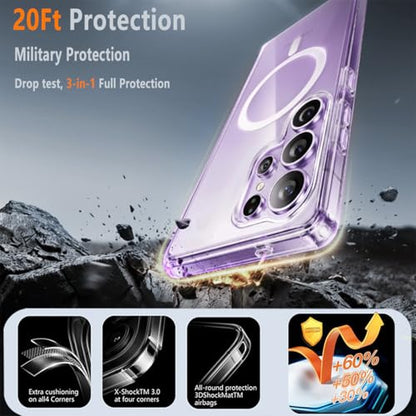 Magnetic Case for Samsung Galaxy S26 Ultra with 2X Screen Protector,Clear Phone Cases [Compatible with MagSafe][Anti-Yellowing],Slim Shockproof Protective Cover for Galaxy S 26 Ultra 5G,Clear - color: Clear-S26 Ultra
