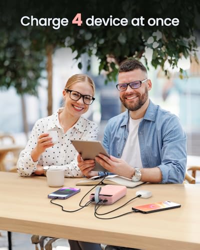 Power Bank, 50000mAh 22.5W with USB-C Fast Charging Portable Charger - color: Pink
