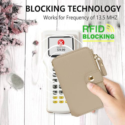 Phone Wallet Stick On, Credit Card Holder for Women Attachable 3M Sticker - color: Khaki