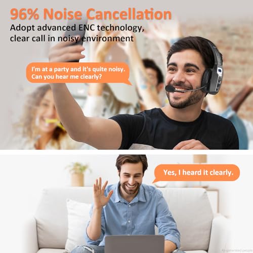LEVN Bluetooth Headset with Microphone, Trucker Bluetooth Headset with AI Noise Cancelling & Mute Button, Wireless On-Ear Headphones 65 Hrs Working Time, for Trucker Home Office Remote Work Zoom - color: Black