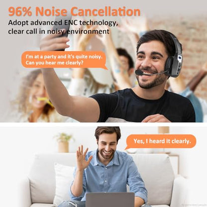 LEVN Bluetooth Headset with Microphone, Trucker Bluetooth Headset with AI Noise Cancelling & Mute Button, Wireless On-Ear Headphones 65 Hrs Working Time, for Trucker Home Office Remote Work Zoom - color: Black