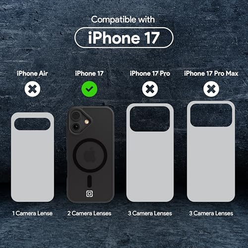 Incipio - Fog iPhone 17, Magsafe Compatible Phone Case, 10ft Drop Tested, Ultra Durable & Shock Absorbing, Scratch Resistant & Slim Profile (Black) - color: Black, size: iPhone 17