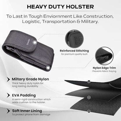 Heavy Duty Holster for Samsung Galaxy A17, A16, A15, A14, A13, A37, A36, A35, A32, A73 5G, A72, A71, A57, A56, A55, A54, A53, A42, A23, A03s XCover6 Pro, Moto G, G22, G84 (Fits Armor Case)