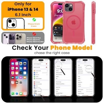 WRJ Magnetic Matte for iPhone 13 Case,iPhone 14 Case,[Compatible with MagSafe][Military Grade Drop Protection] Translucent Anti-Fingerprint Full Body Shockproof Phone Case-Peach Pink - color: Peach Pink, style: Matte