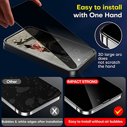 ImpactStrong Anti-Spy Privacy Screen Protector for iPhone 14 Pro Max (6.7-Inch), 9H Tempered Glass, Shatter-Resistant, Anti-Scratch, Easy Install Kit, Case Friendly, 2-Pack - size: iPhone 14 Pro Max