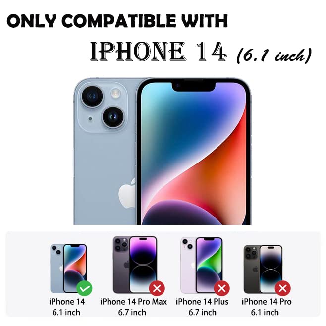 for iPhone 14 Case with 2 Screen Protector,Full Body Shockproof Drop Protection Dust Proof Heavy Duty 3-Layer Rugged Durable Military Grade Cover for Apple iPhone 14 6.1" (Gray/BlueⅡ) - color: Gray/BlueⅡ