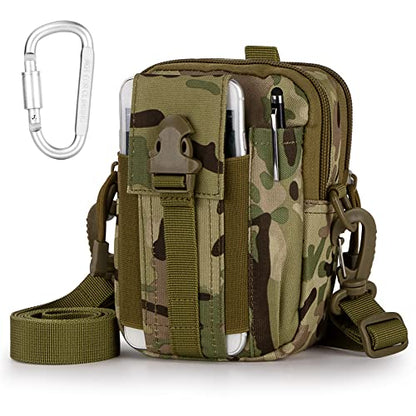 Tactical Molle Phone Pouch Nylon Multi-Purpose EDC Pouch Utility Waist Bag Tool Holster with Shoulder Strap for 4.7"-6.7" Smartphone - color: Camo