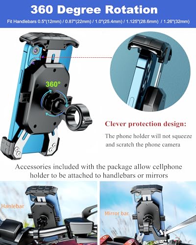 BRCOVAN Bike Motorcycle Phone Mount Holder, 1s Locking - size: 4'' - 7''