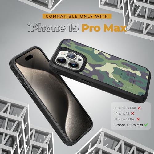 MOTIVE for iPhone 15 Pro Max Case with Belt Clip and Stand,| 6.7" Green - color: Green Camouflage, size: iPhone 15 Pro Max