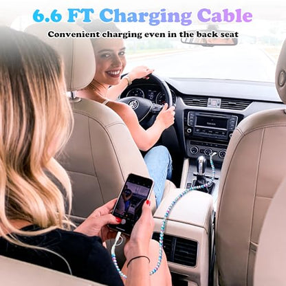 USB C Charging Cable Beaded Charger Cord 4 in 1 [MFi Certified] - color: Pearl 4 in 1