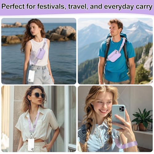 Phone Lanyard Crossbody with Detachable RFID Wallet (Purple) - color: Purple, size: Medium