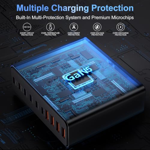 1000W USB C Charging Station with 240W USB C Cables - color: Black