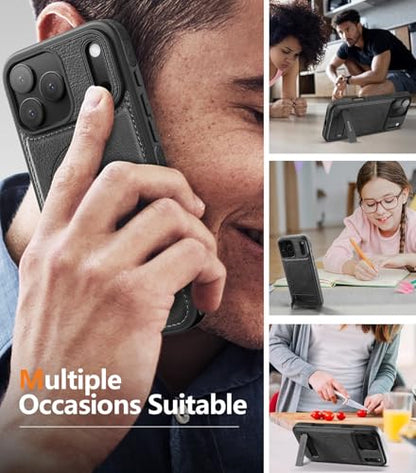 WTCASE Magnetic for iPhone 1X Leather Case,Built-in Invisible Stand [Compatible with Magsafe] Protective Slim Kickstand Phone Cover (2025) (Black, iPhone 1R Pro) - color: Black, size: iPhone 1R Pro