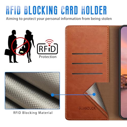 Wallet Case for iPhone 15 Pro 6.1", Light Brown | RFID-Blocking Card Holder, Kickstand, Magnetic Closure, PU Leather Folio Flip Cover, Protective Women Men Cases - color: Light Brown, size: iPhone 15 Pro